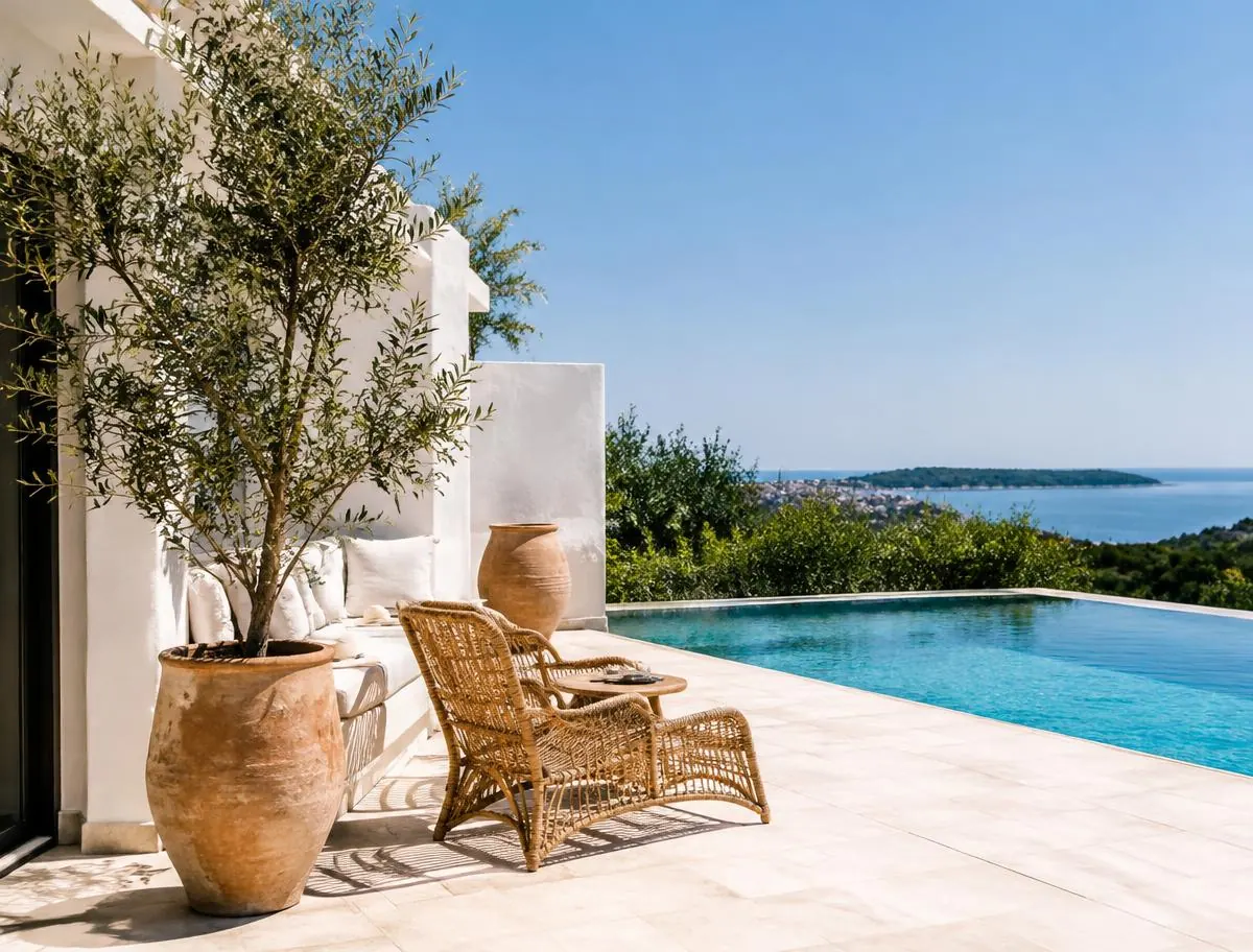 Mediterrane Terrasse mit Pool